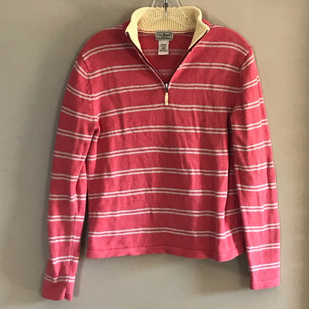 L.L. Bean Pink Striped Cotton Pullover